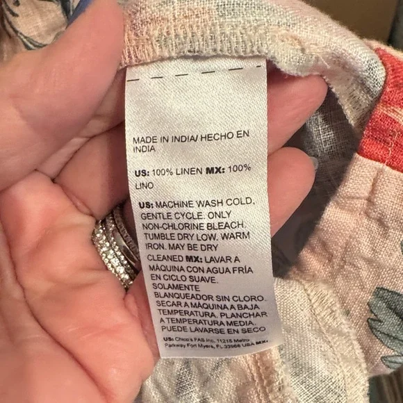 Chico’s floral linen untuck 3/4 sleeve dress - Picture 5 of 9